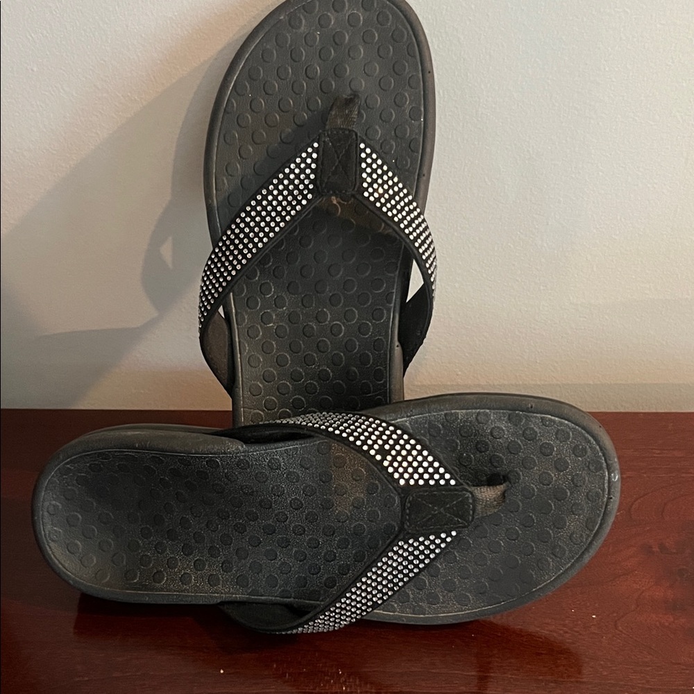 Vionic Black Sandals with Silver Accents - Picture 3 of 4